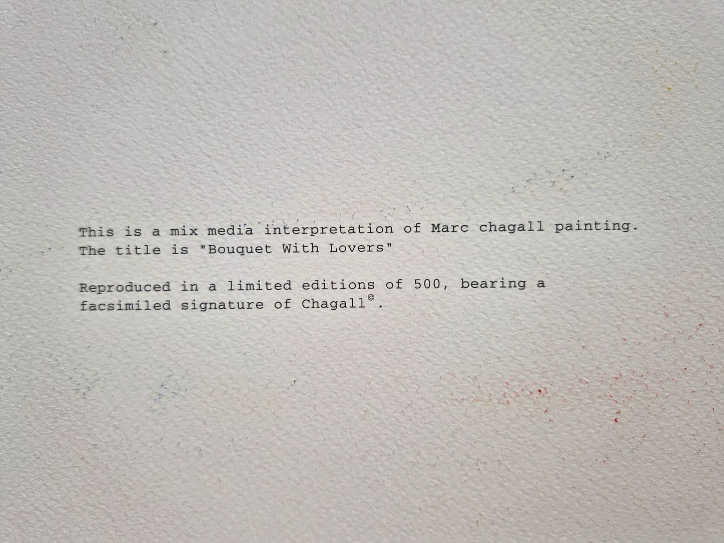 MARC CHAGALL – Kytica s milencami (bez rámu), litografická tlač technikou zmiešaných médií, limitovaná edícia