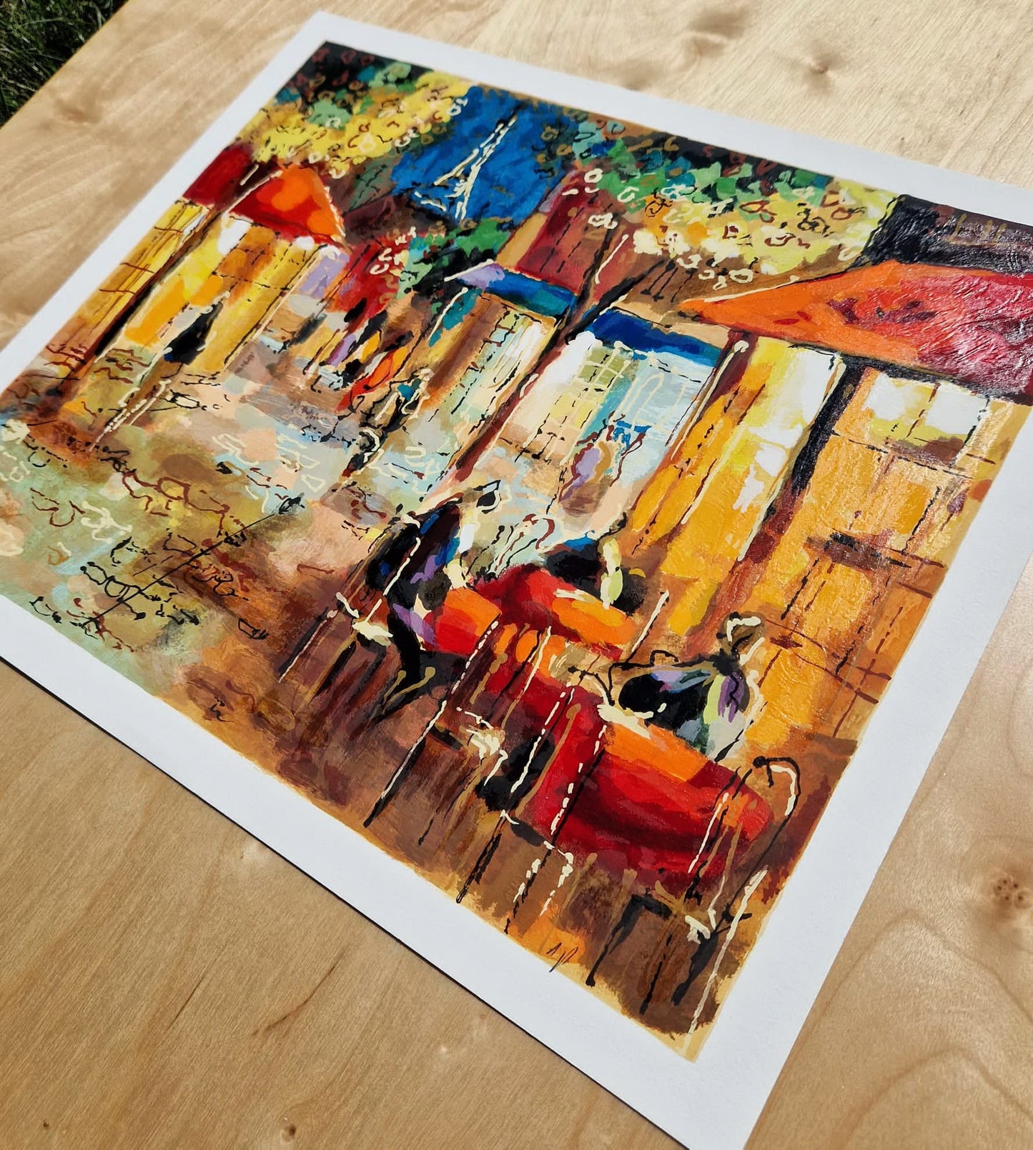 MICHAEL ROZENVAIN - Cafe scene Paris (Unframed) Serigraph