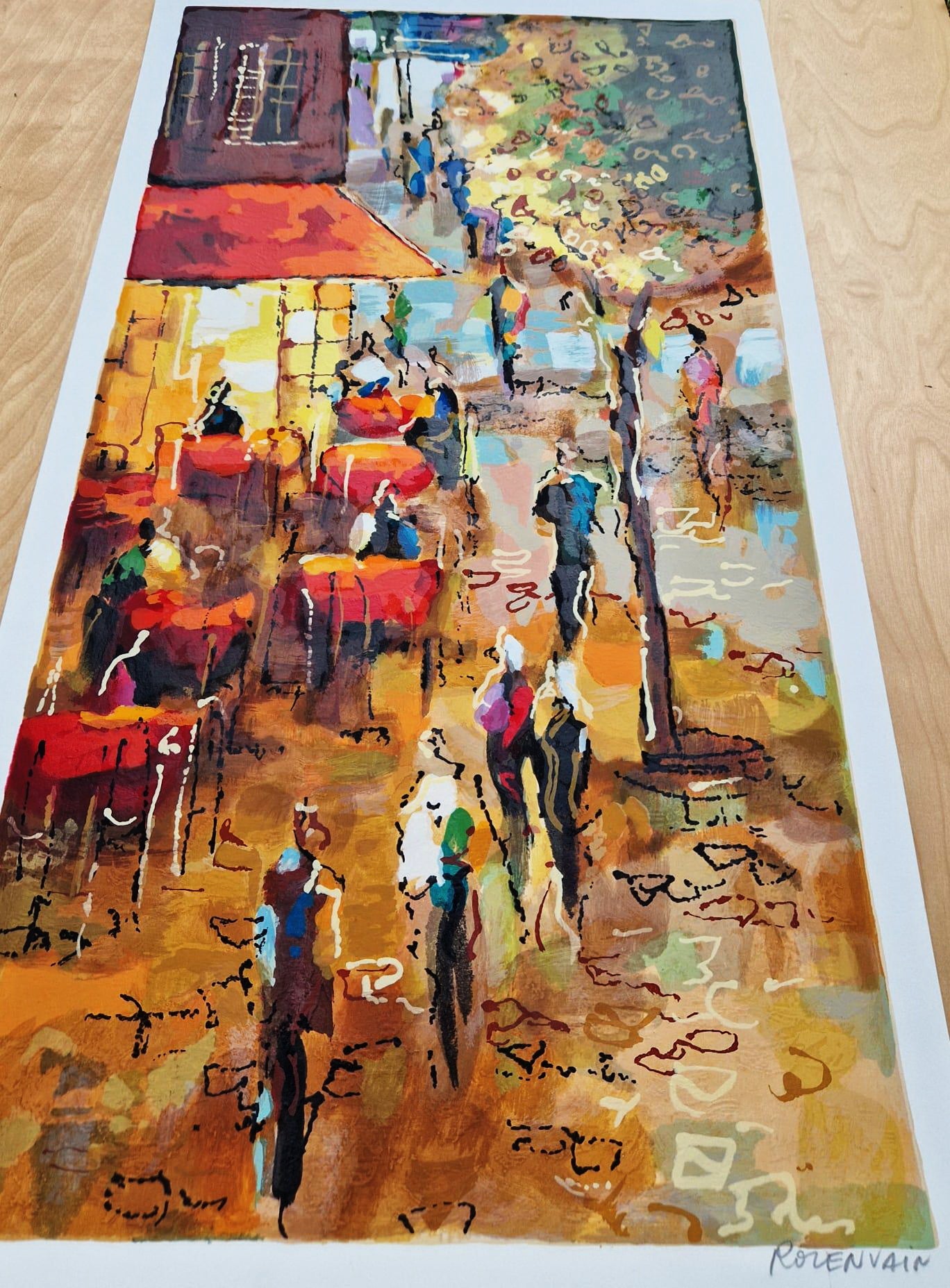 MICHAEL ROZENVAIN - Paris Cafe (Unframed) Serigraph