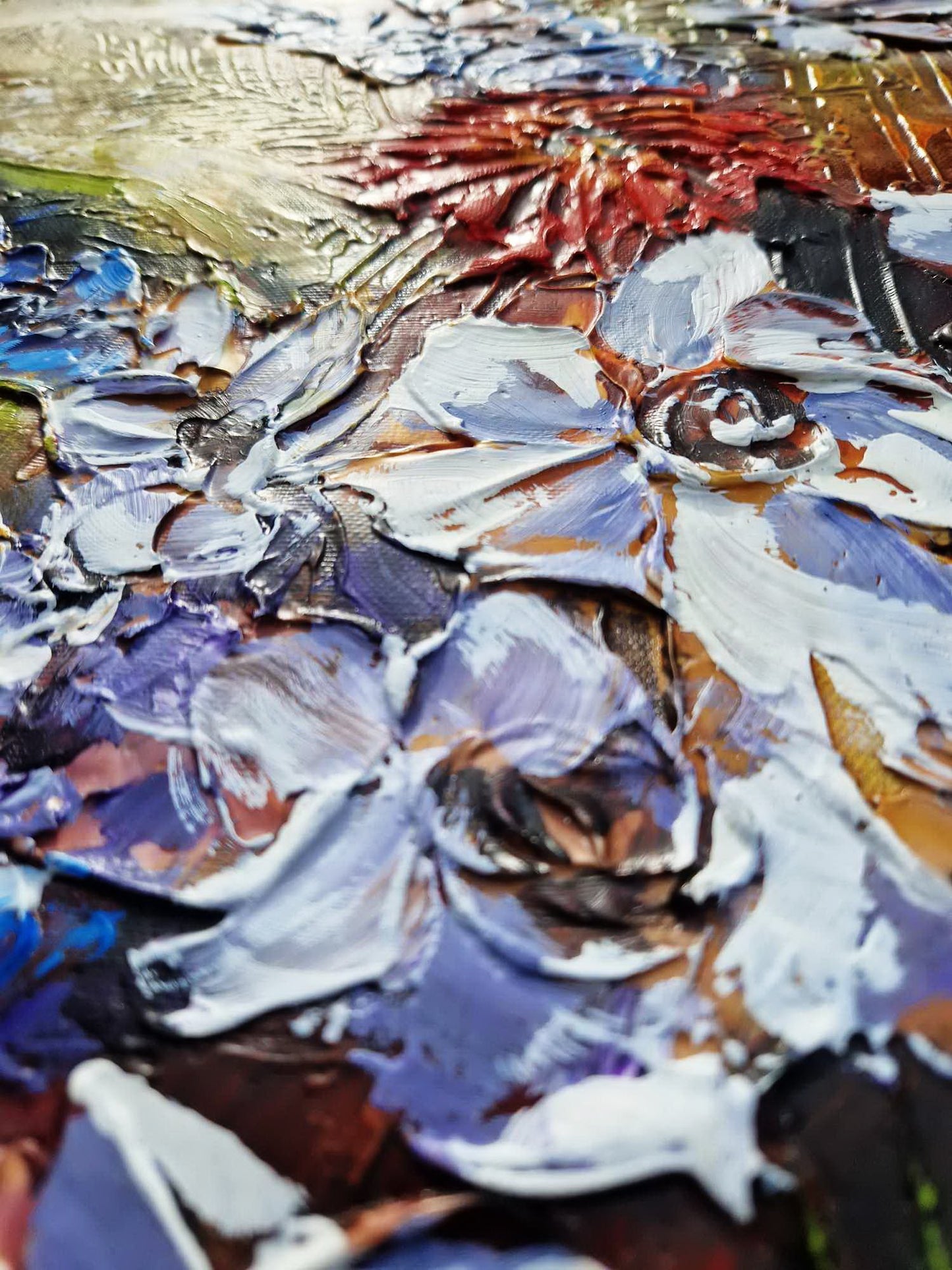 SHAUL KOSMAN - Kvety (JEDINEČNÁ - akrylová/olejová maľba) (Bez rámu)