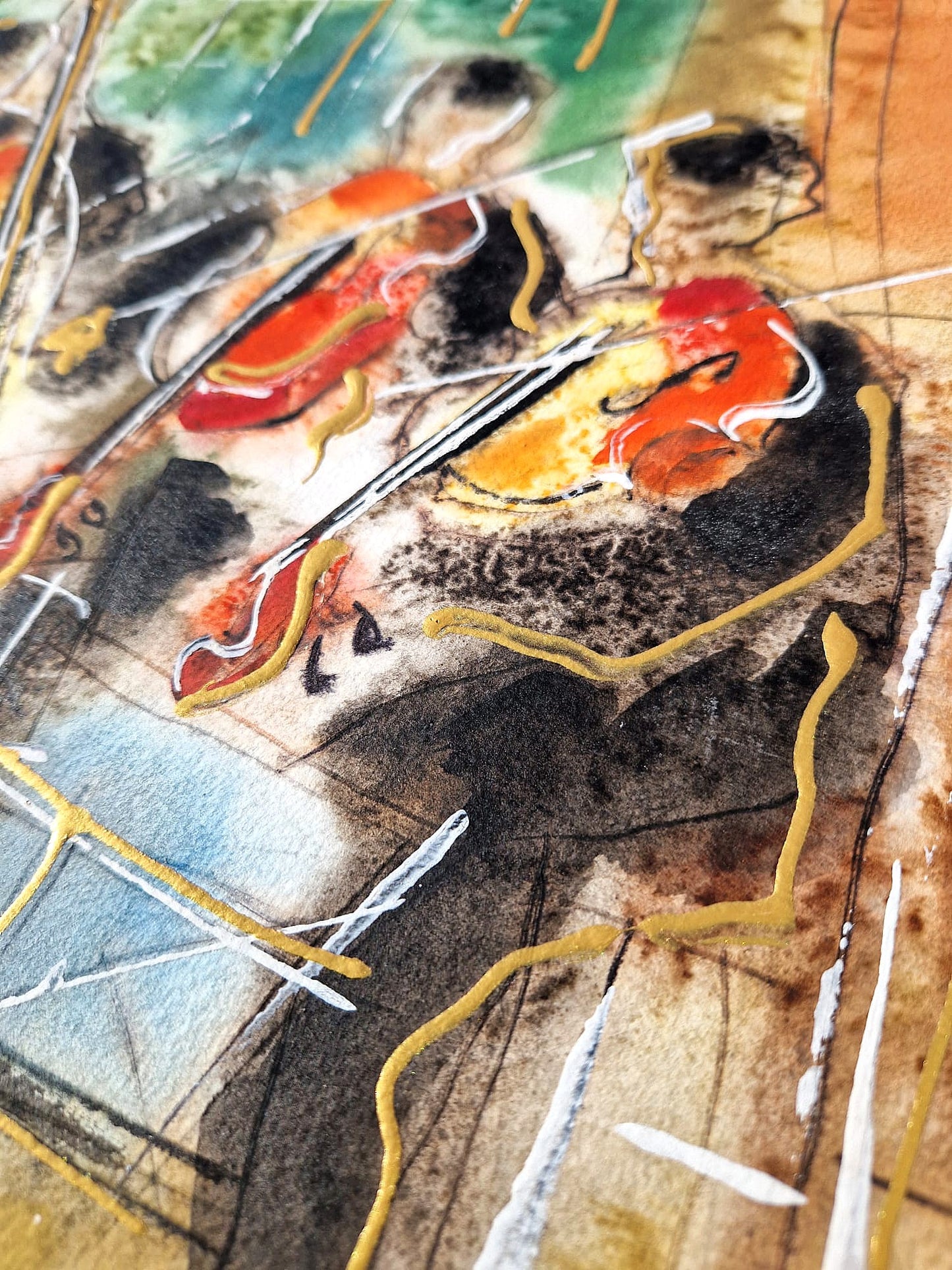 MICHAEL ROZENVAIN - The Terrace Recital (UNIQUE - Watercolor) (Unframed)