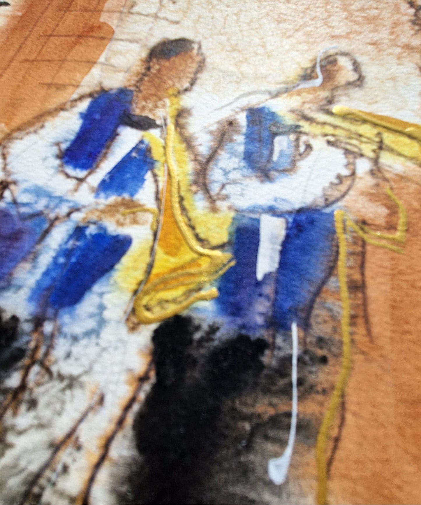 MICHAEL ROZENVAIN - Jazz Session (UNIQUE - Watercolor) (Unframed)