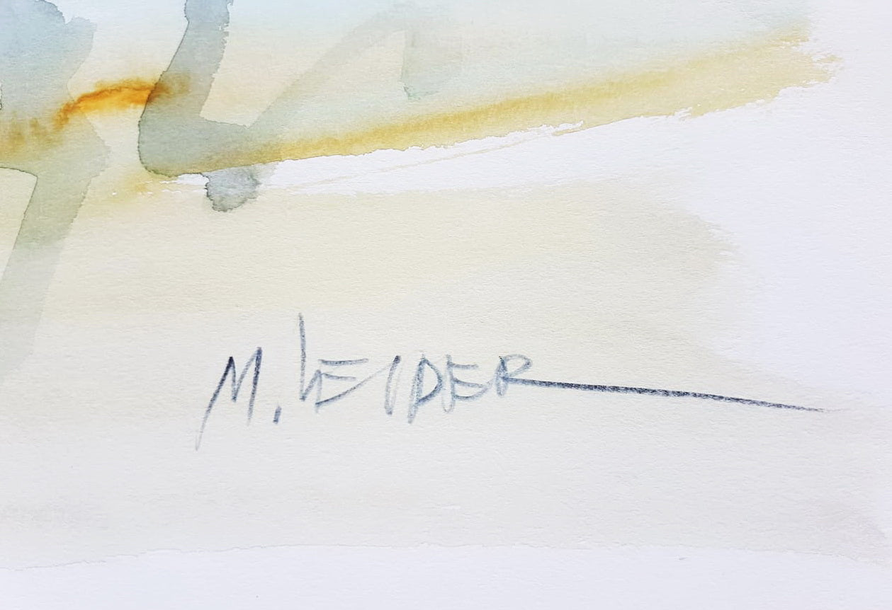 MOSHE LEIDER - Karmínový odraz (UNIKÁT – Akvarel) (Bez rámu)