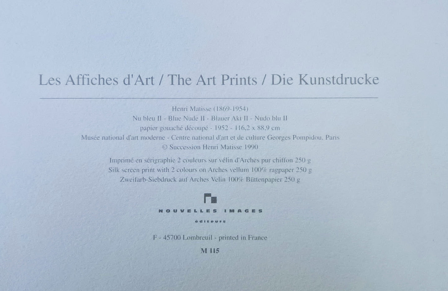 Henri Matisse - Blue Nude II (Unframed) Serigraphy