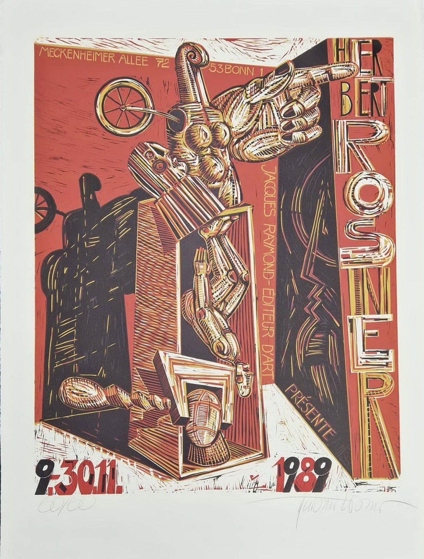 HERBERT ROSNER - Jacques Raymond Présente Herbert Rosner (Unframed), Woodcut / Linocut