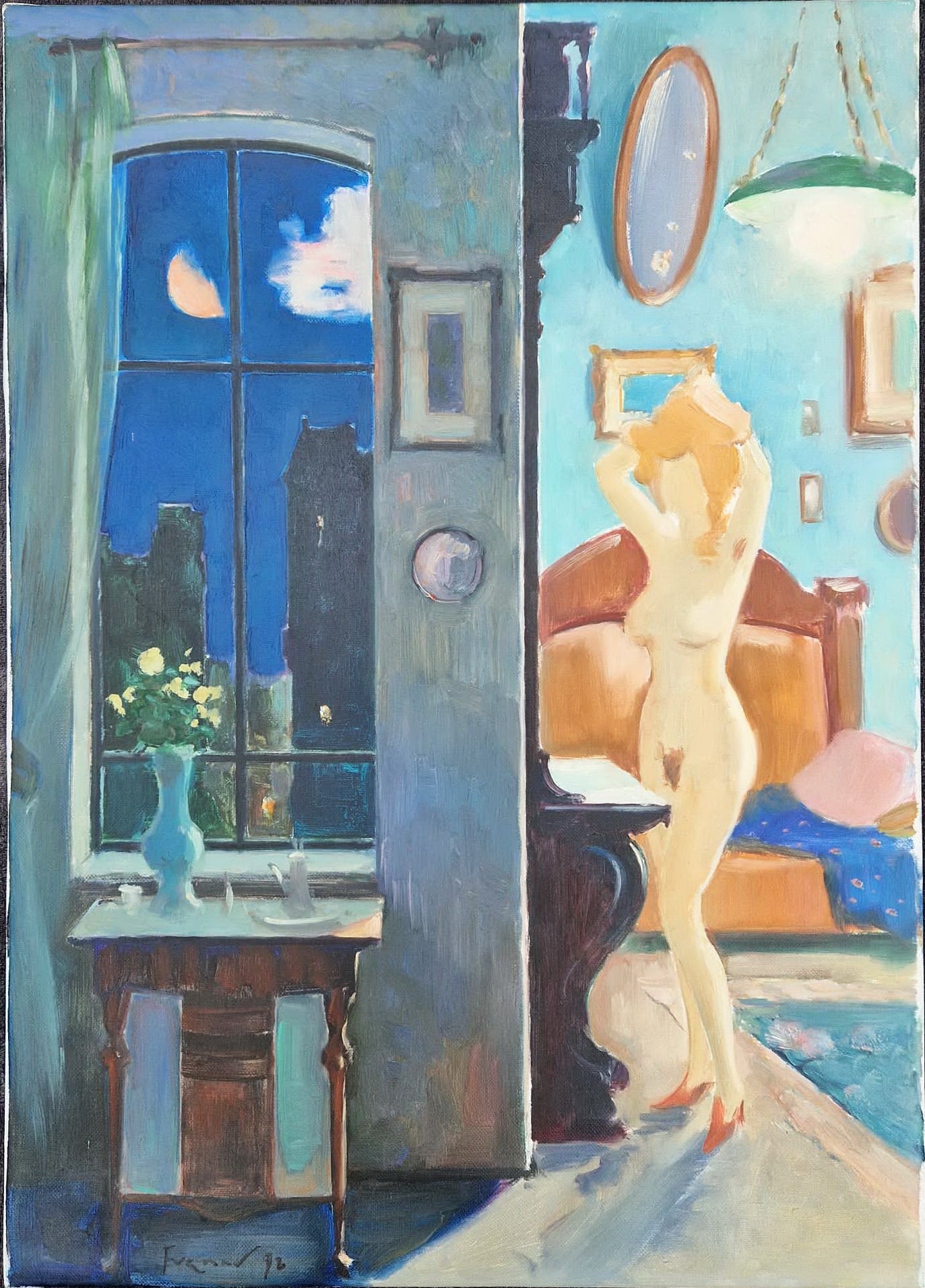 MARK FURMAN - Midnight Muse in Berlin  (UNIQUE - Oil painting )
