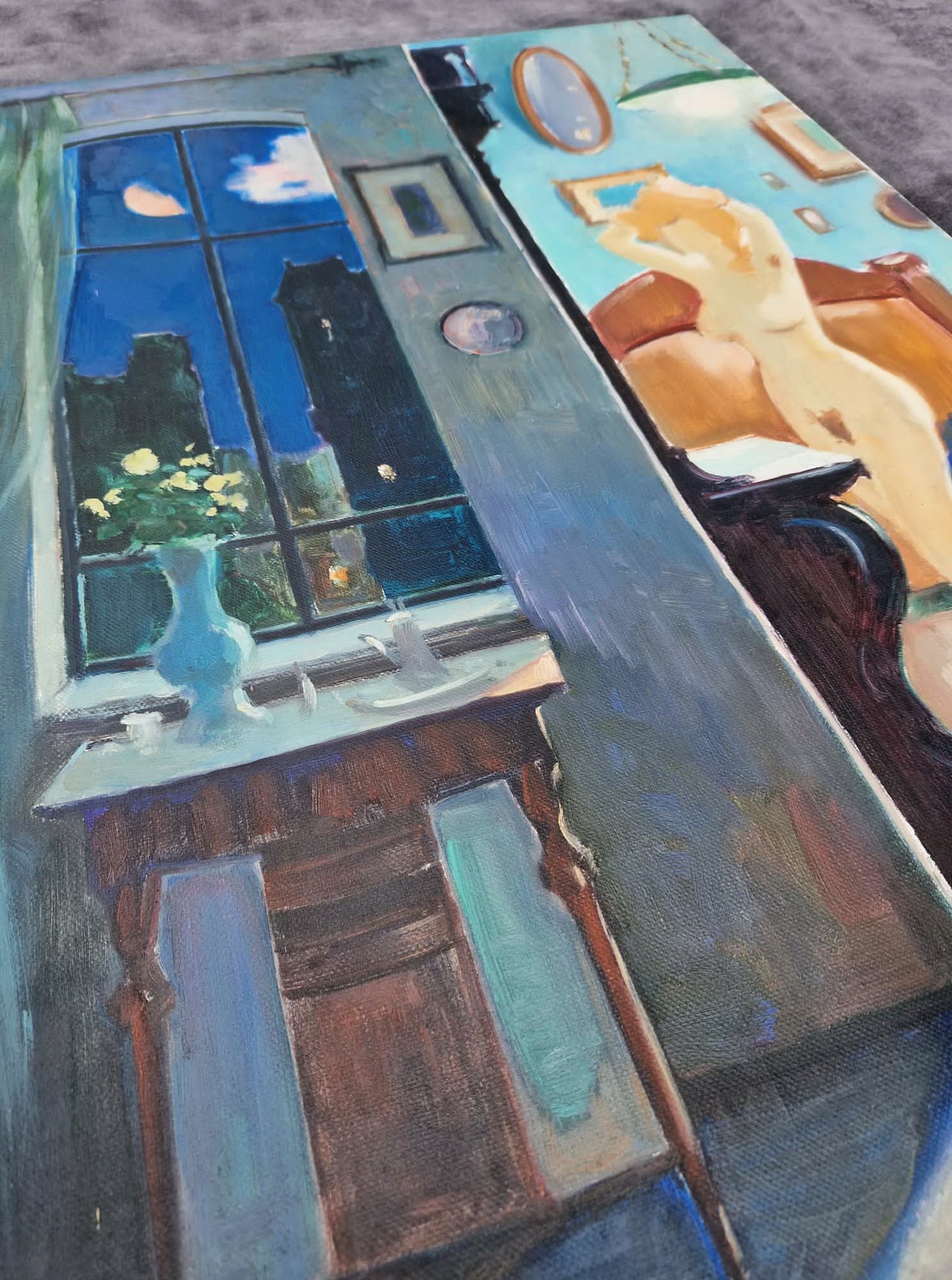 MARK FURMAN - Midnight Muse in Berlin  (UNIQUE - Oil painting )