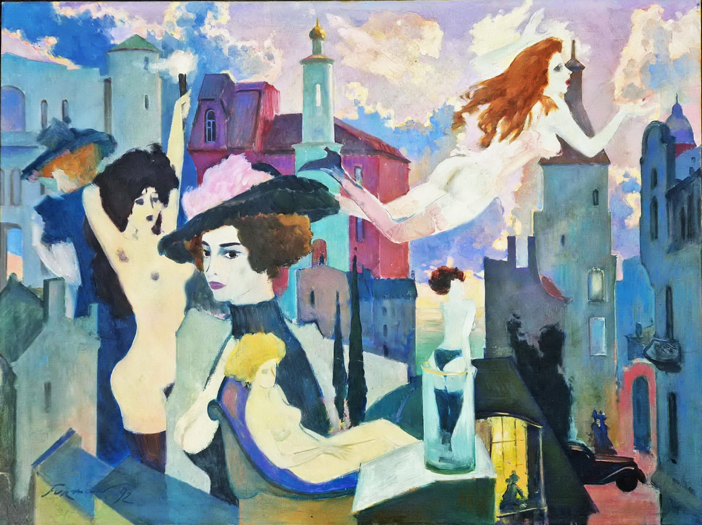 MARK FURMAN - Floating Dreams over Berlin (UNIQUE - Oil painting)