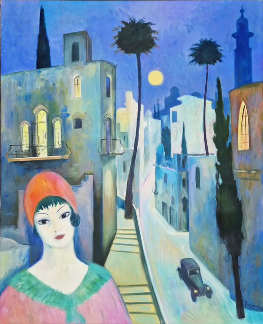 MARK FURMAN - Moonlight over the Ancient City  (UNIQUE - Oil painting)