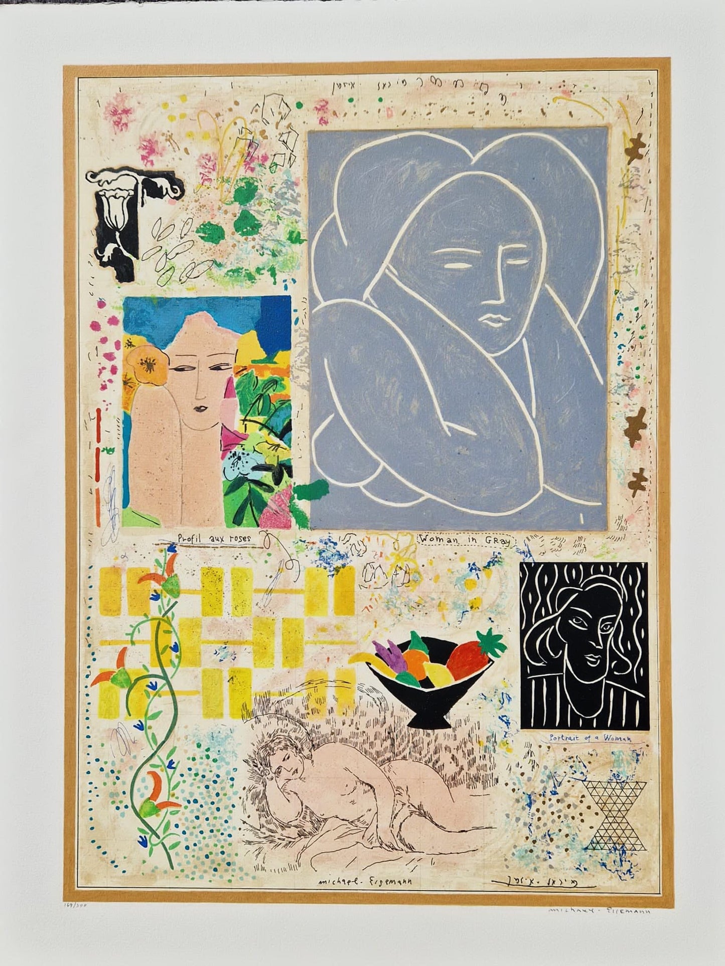 MICHAEL EISEMANN - Žena v sivej (bez rámu) litografia