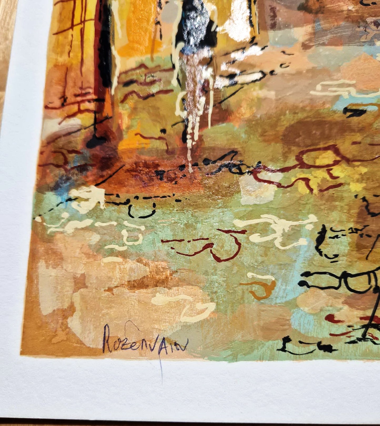 MICHAEL ROZENVAIN - Cafe scene Paris (Unframed) Serigraph