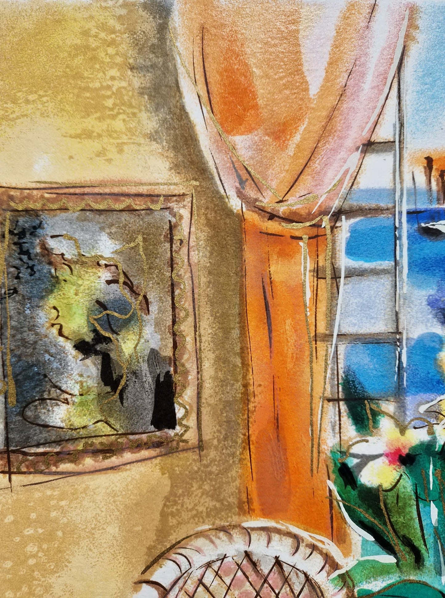 MICHAEL ROZENVAIN - Vase and Fruit (Unframed) Serigraph