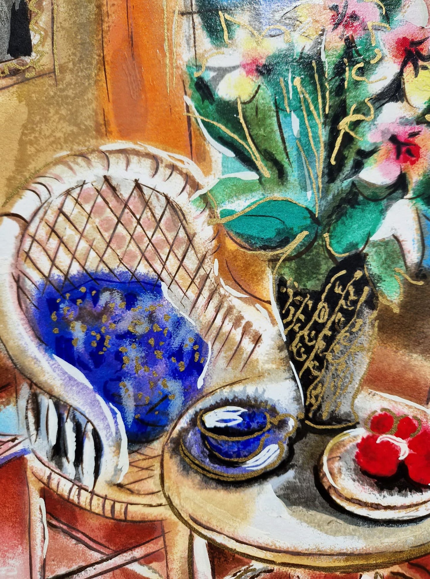 MICHAEL ROZENVAIN - Vase and Fruit (Unframed) Serigraph