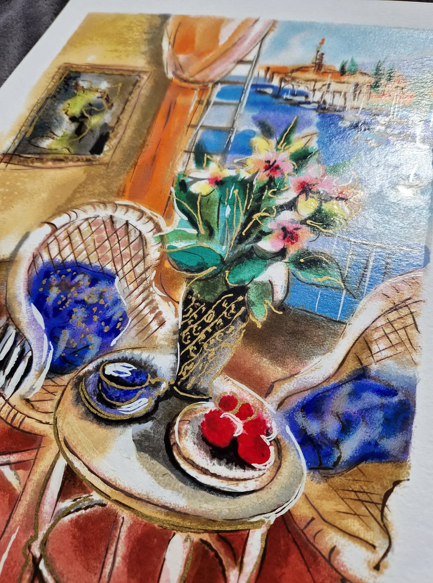 MICHAEL ROZENVAIN - Vase and Fruit (Unframed) Serigraph