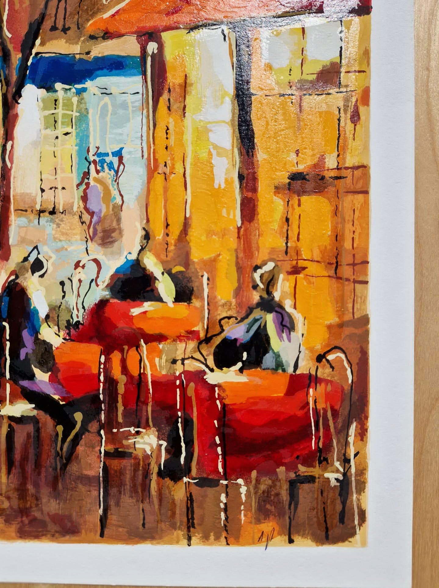 MICHAEL ROZENVAIN - Cafe scene Paris (Unframed) Serigraph