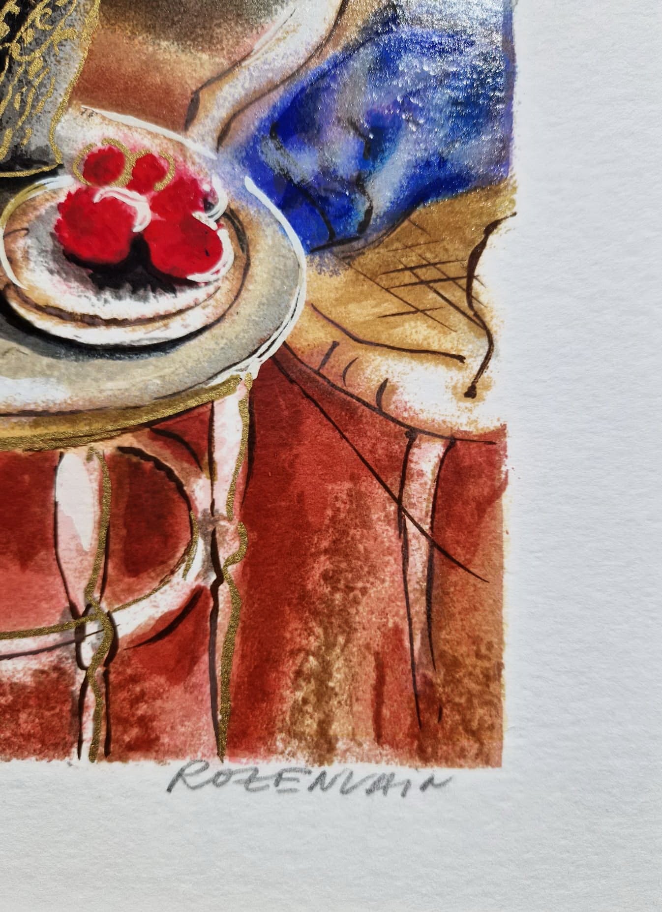 MICHAEL ROZENVAIN - Vase and Fruit (Unframed) Serigraph