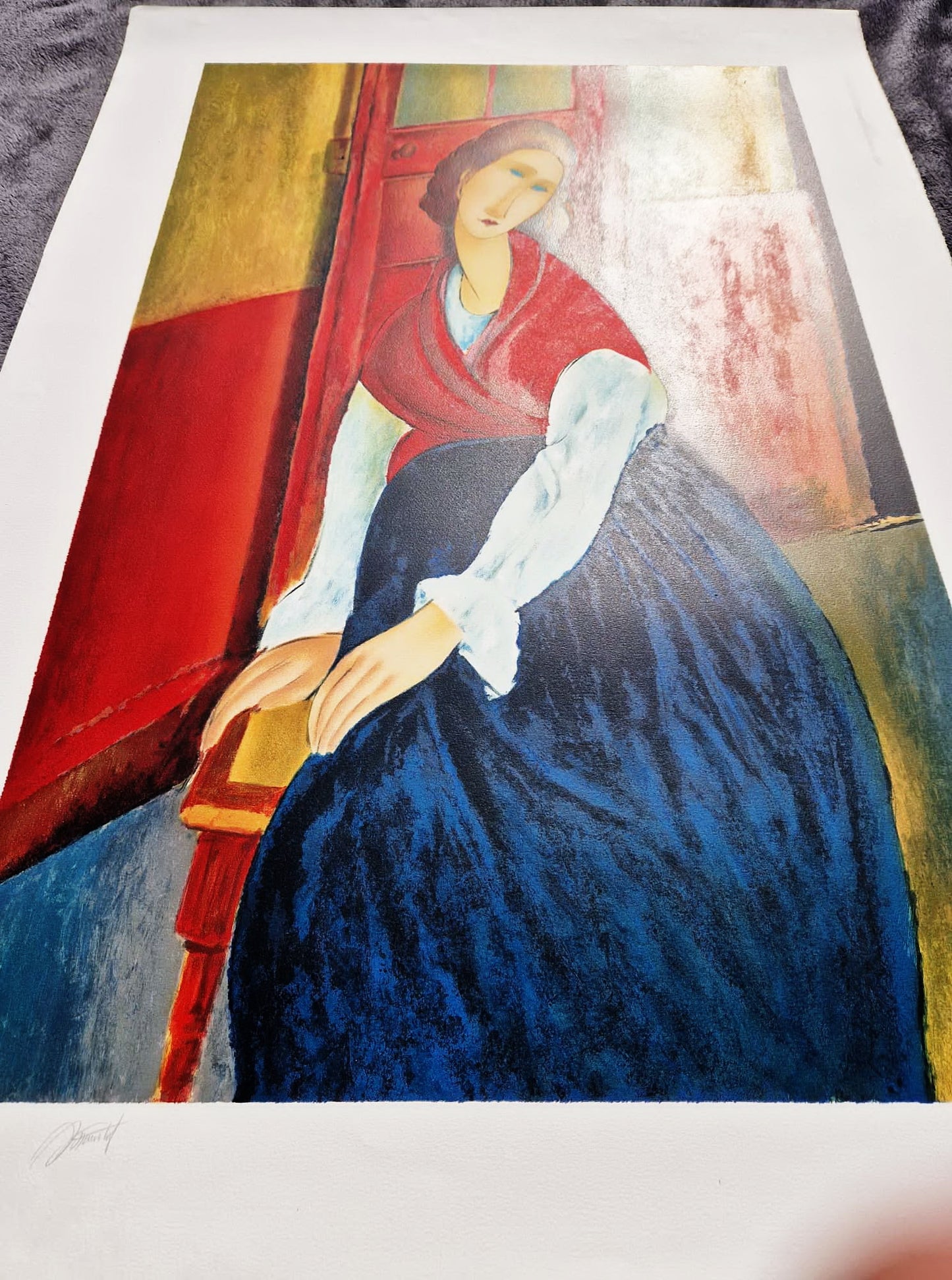 AMEDEO MODIGLIANI - Portrét Jeanne Hébuternovej (bez rámu), litografia