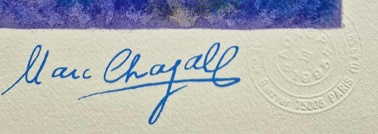 MARC CHAGALL – Autoportrét s kyticou kvetov (bez rámu), (Certifikát), Litografia