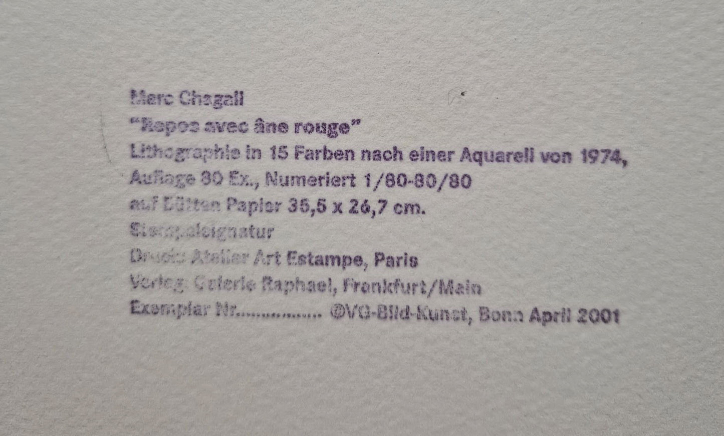MARC CHAGALL - Odpočinok s červeným oslom (bez rámu), litografia