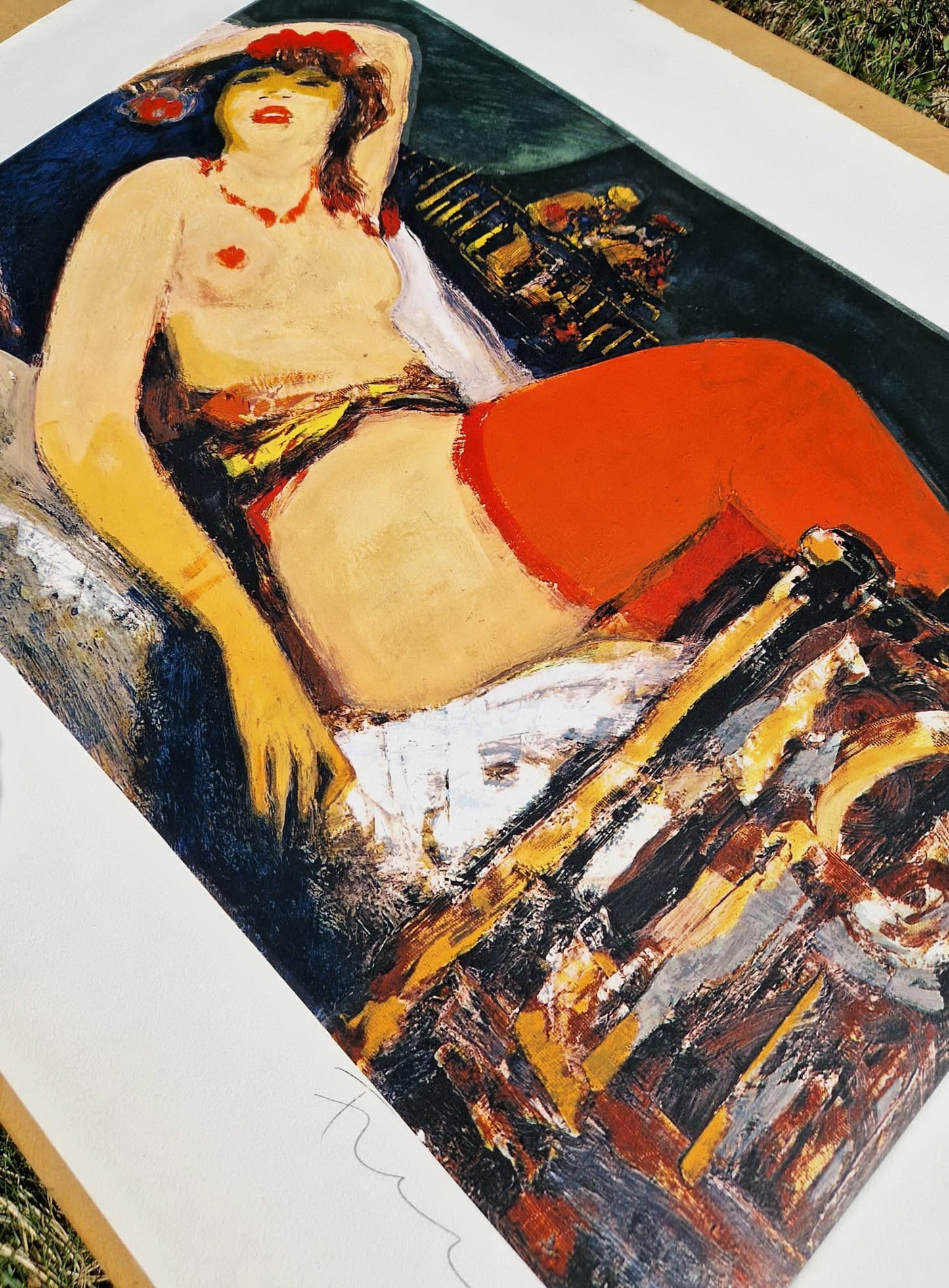 SALVATORE FIUME – Modella dalle calze rosse (Unframed), Lithograph
