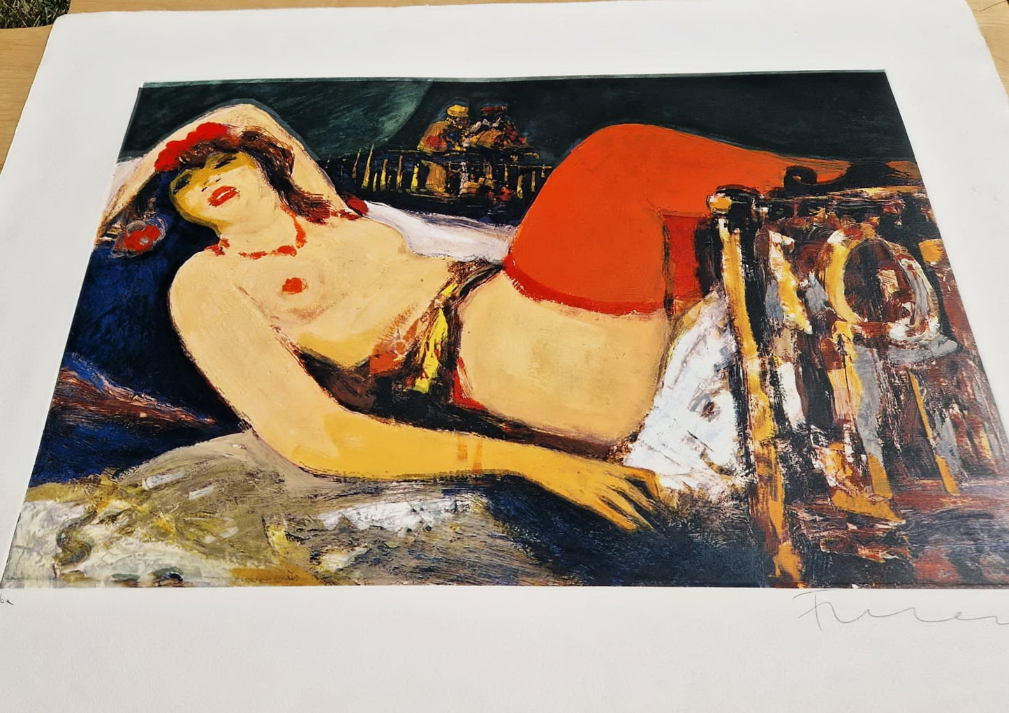 SALVATORE FIUME – Modella dalle calze rosse (Unframed), Lithograph