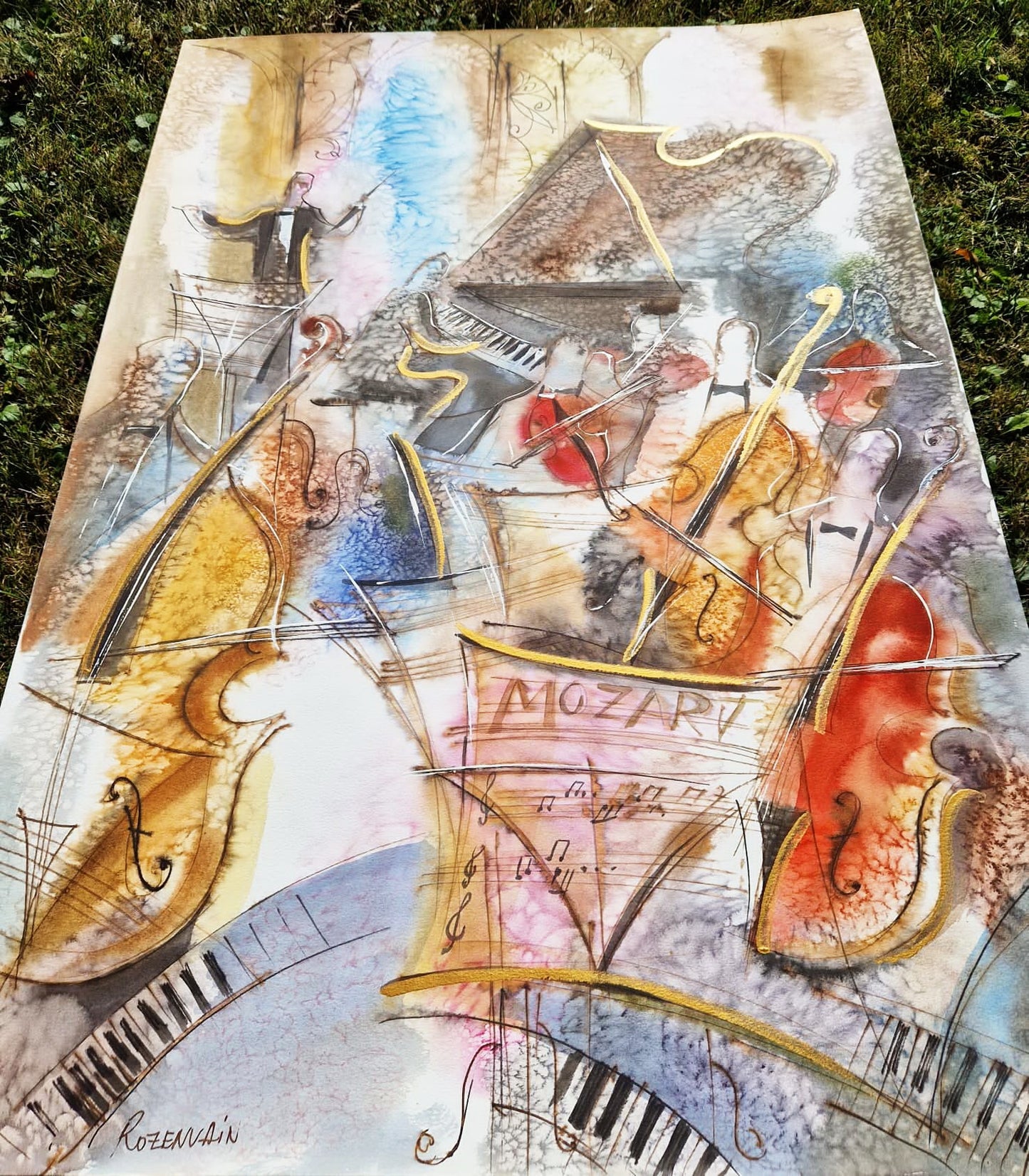 MICHAEL ROZENVAIN - Mozart (UNIQUE - Watercolor) (Unframed)