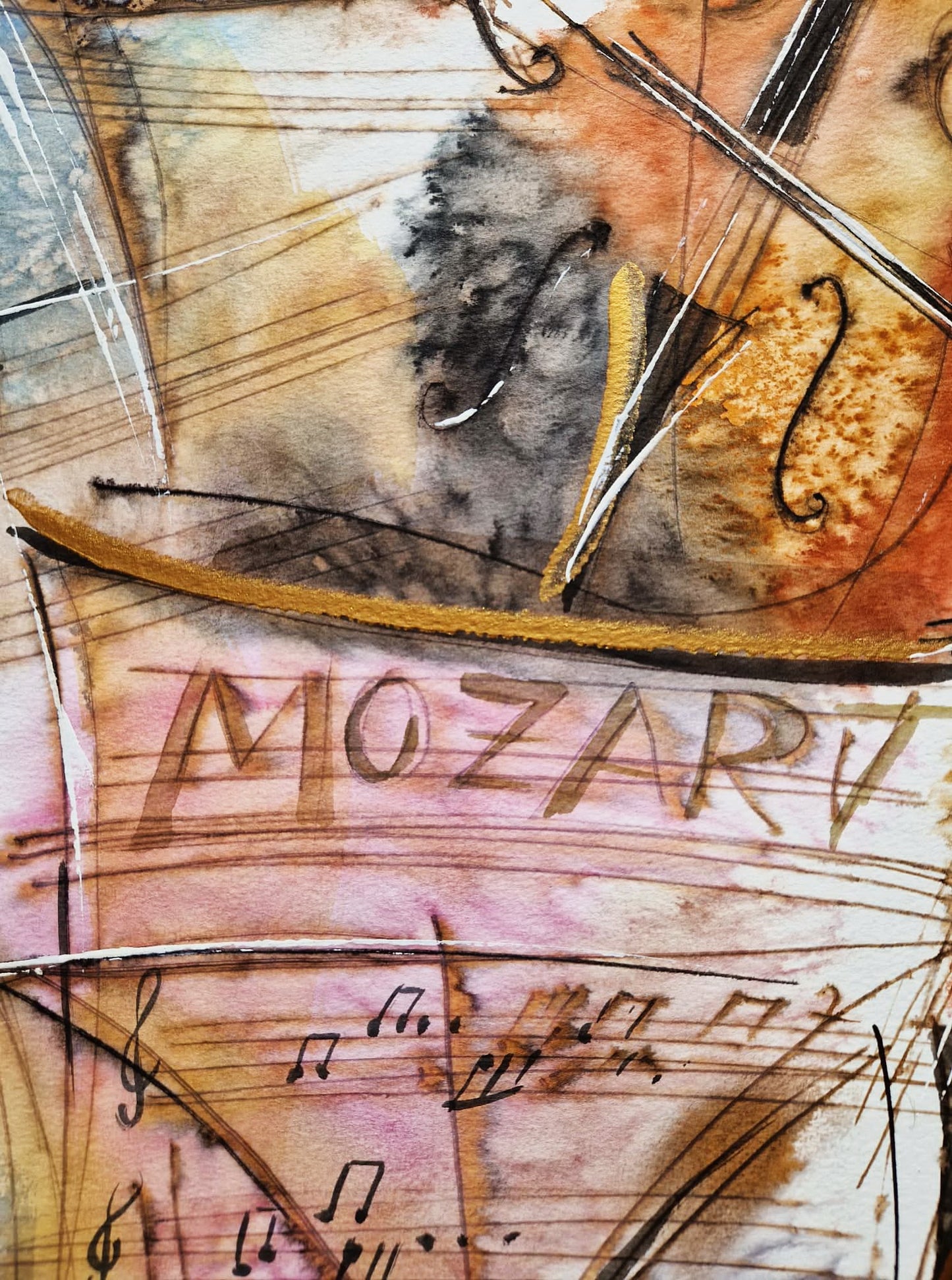 MICHAEL ROZENVAIN - Mozart (UNIQUE - Watercolor) (Unframed)