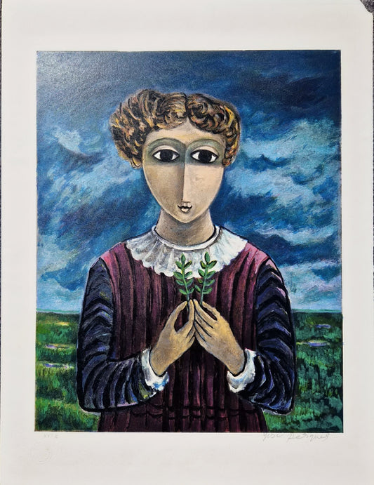 YOSL BERGNER - Boy with an Olive Branch (Unframed), Lithograph