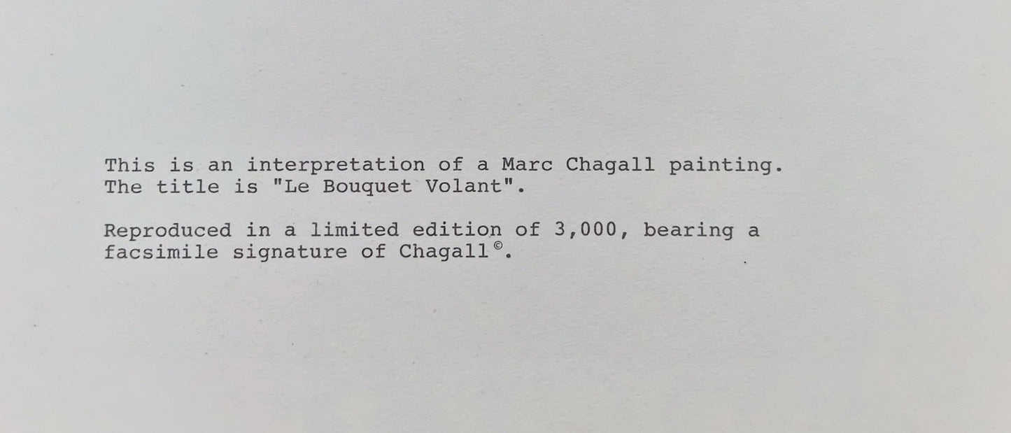 MARC CHAGALL - Lietajúca kytica (Bez rámu), litografická tlač