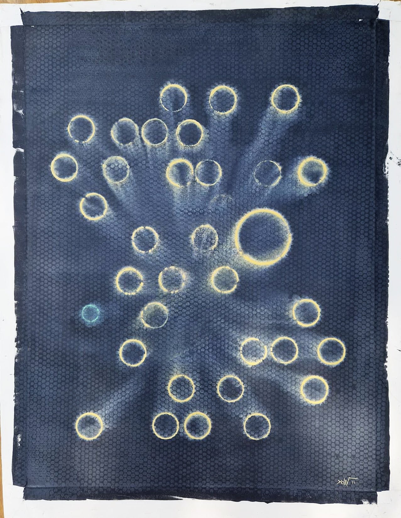 YOAV BRENER - Radiant Neural Grid (UNIQUE - acrylic/oil painting) (Unframed)