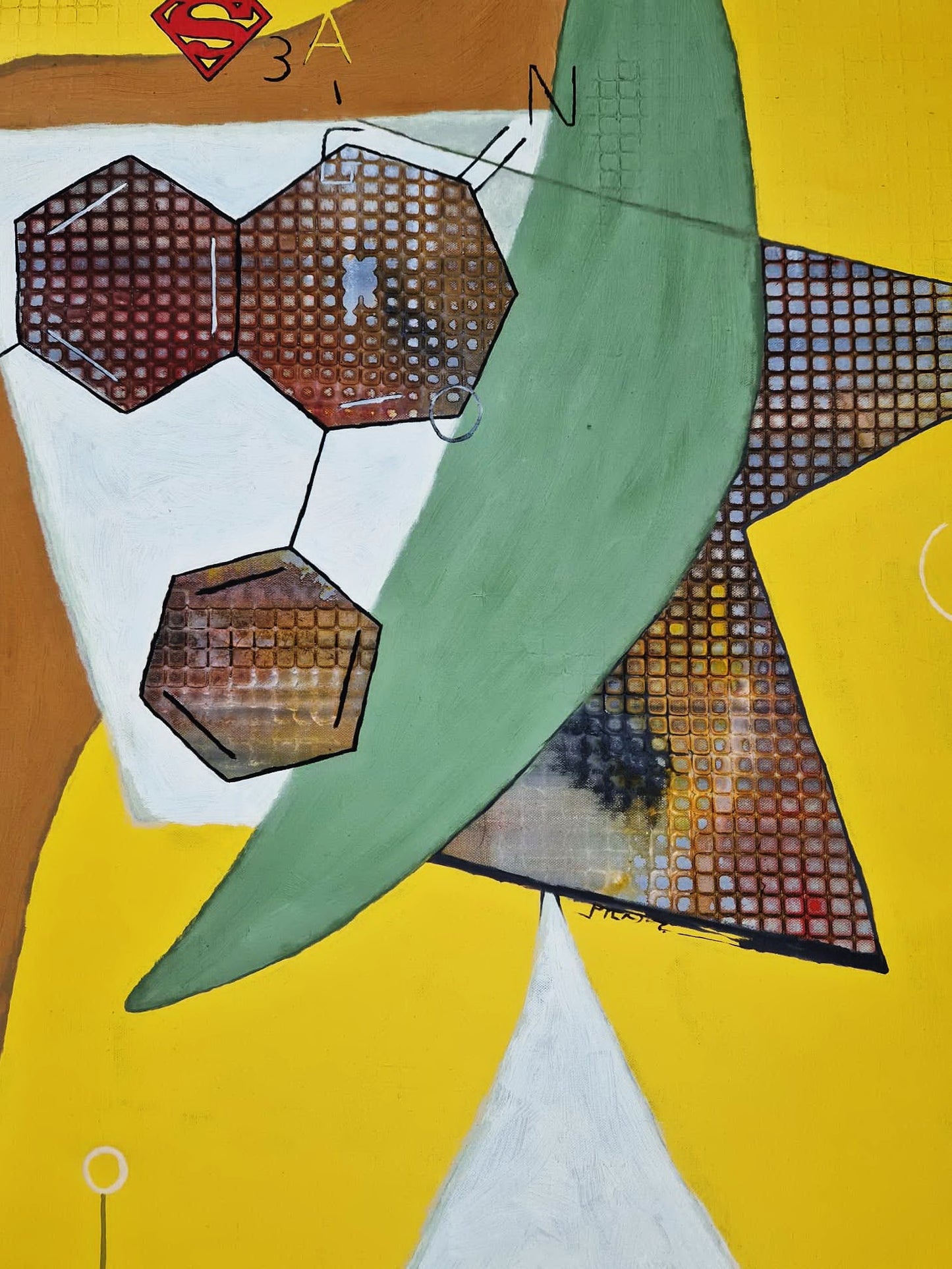 YOAV BRENER - Molecular Hero (UNIQUE - acrylic/oil painting) (Unframed)