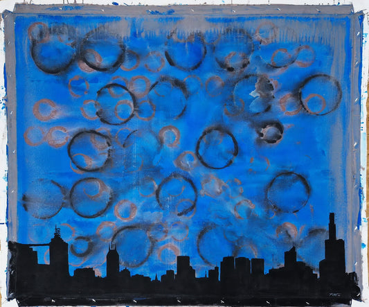 YOAV BRENER - Metropolitan Halos (UNIQUE - acrylic/oil painting) (Unframed)