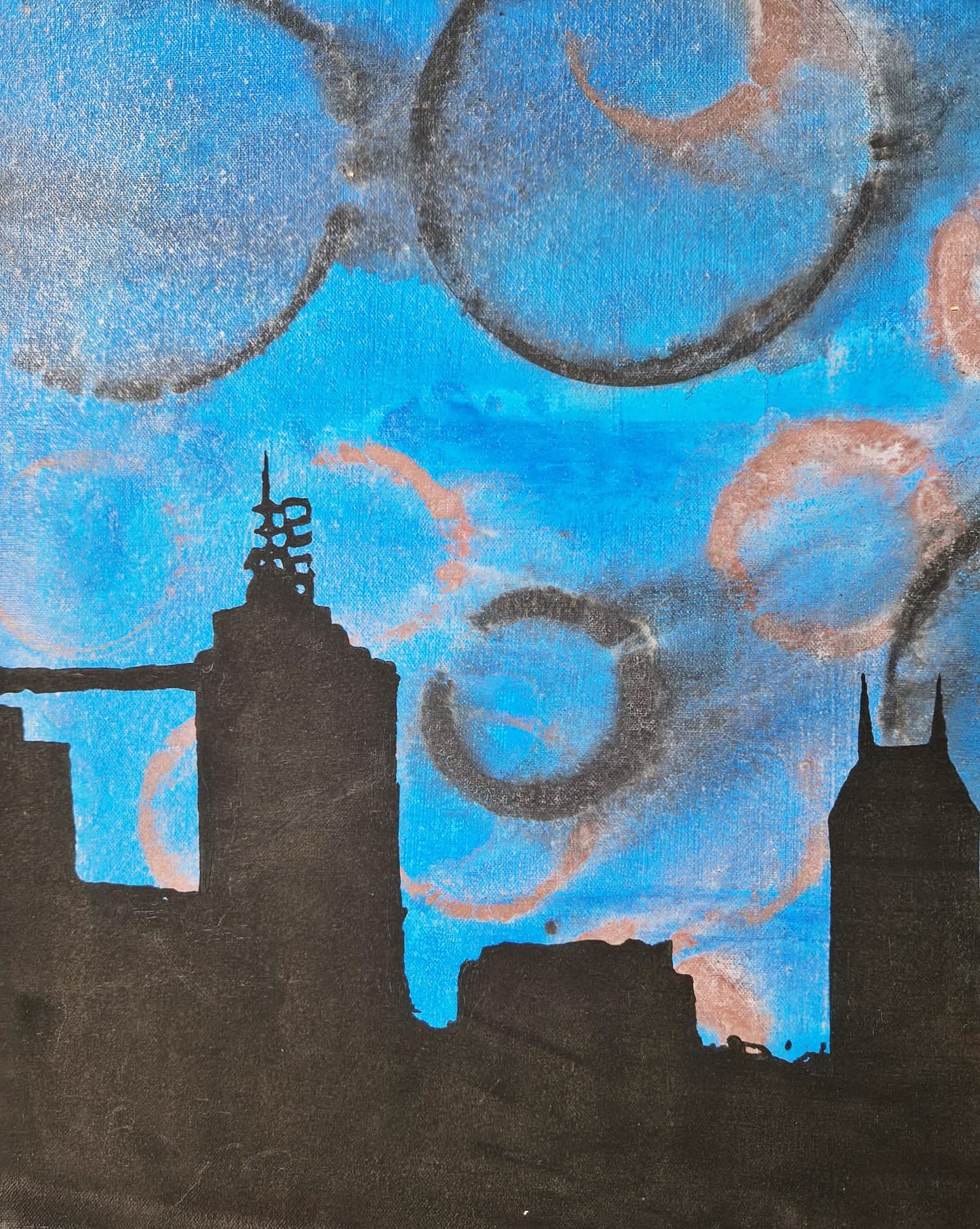 YOAV BRENER - Metropolitan Halos (UNIQUE - acrylic/oil painting) (Unframed)