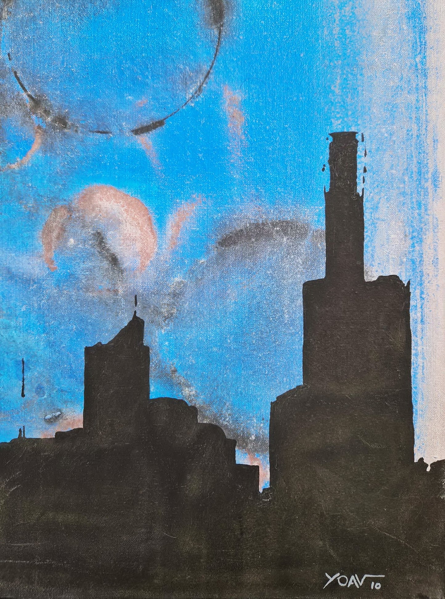 YOAV BRENER - Metropolitan Halos (UNIQUE - acrylic/oil painting) (Unframed)