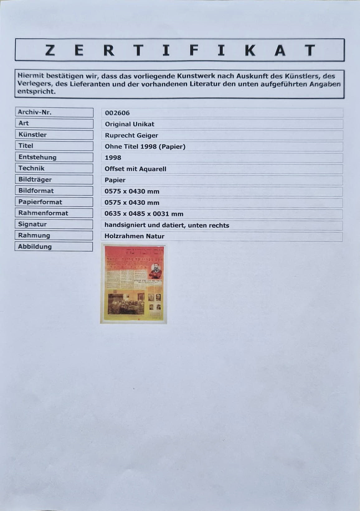 RUPPRECHT GEIGER – Bez názvu 1998 (JEDINEČNÉ majstrovské dielo)