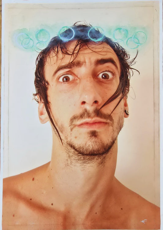 YOAV BRENER - The Creator's Halo (UNIQUE - Original Self-Portrait Mixed Media) (Unframed)