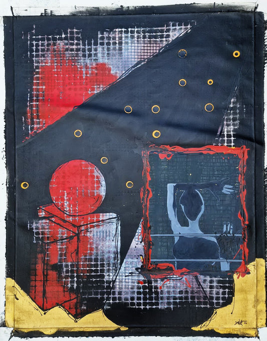 YOAV BRENER - Crimson Horizon (UNIQUE - acrylic/oil painting) (Unframed)