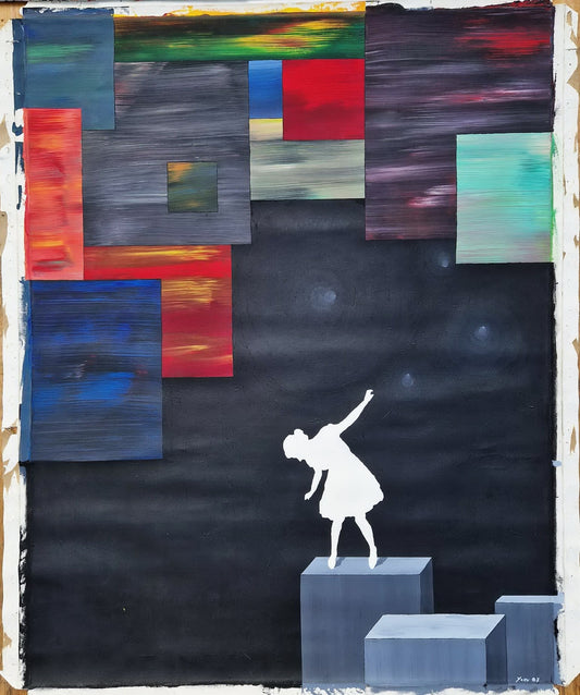 YOAV BRENER - The Equilibrium Act (UNIQUE - acrylic/oil painting) (Unframed)