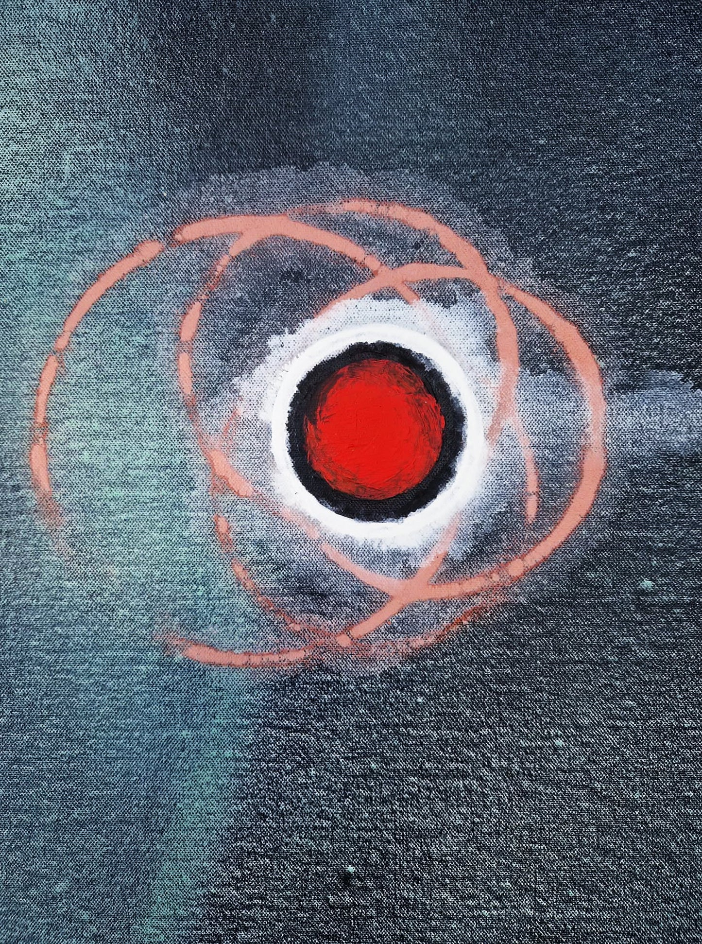 YOAV BRENER - Crimson Nucleus (UNIQUE - acrylic/oil painting) (Unframed)