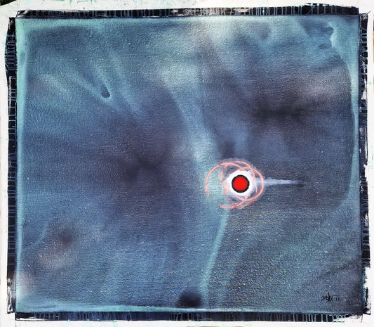 YOAV BRENER - Crimson Nucleus (UNIQUE - acrylic/oil painting) (Unframed)