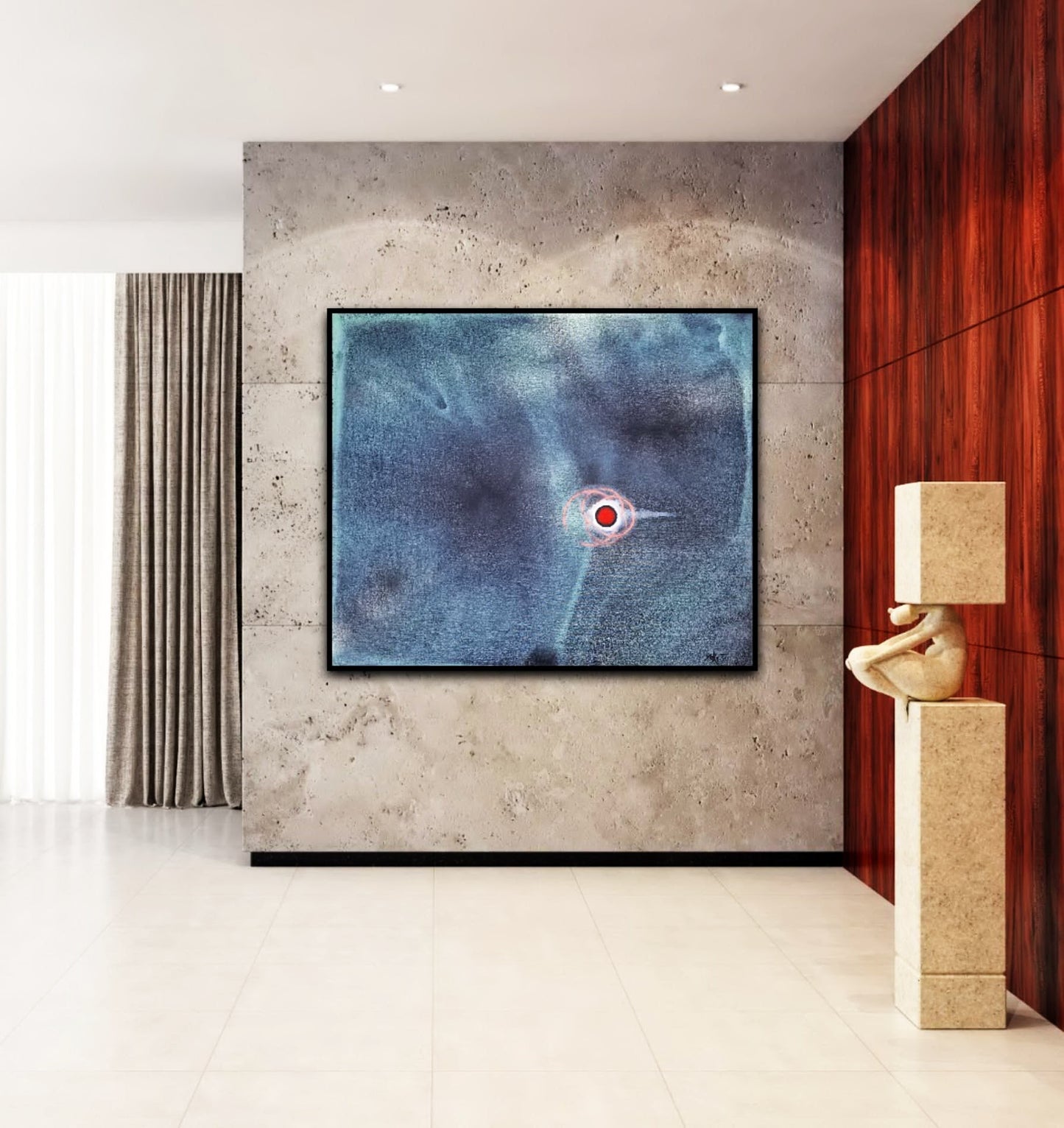 YOAV BRENER - Crimson Nucleus (UNIQUE - acrylic/oil painting) (Unframed)