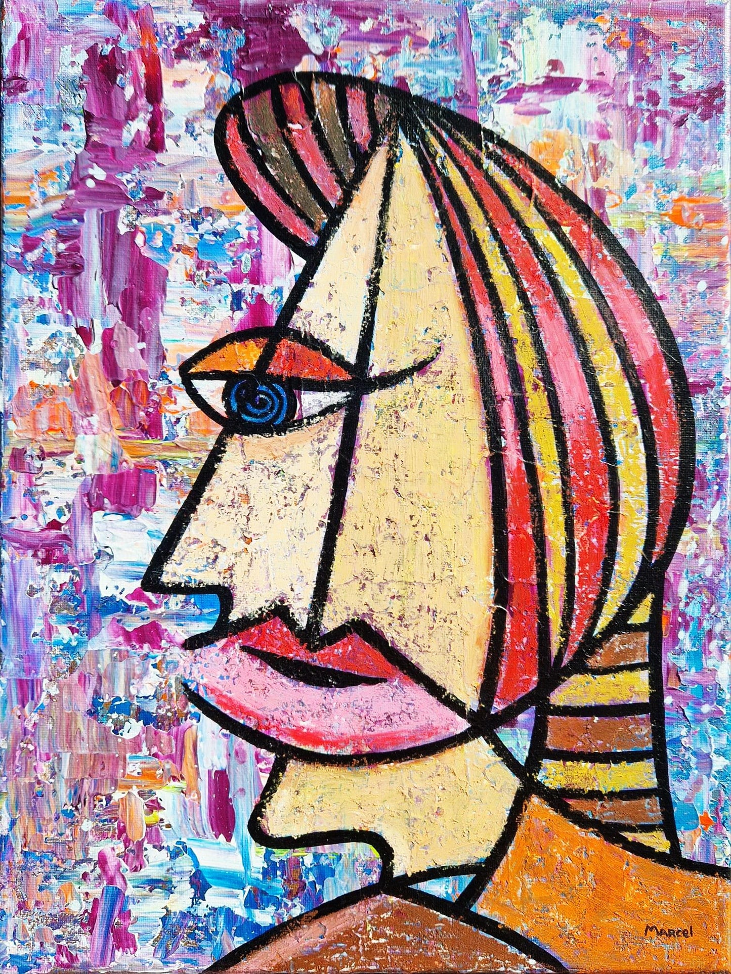 MARCEL BURGER - Farebné kontúry (UNIKÁT - Akryl na plátne) (Certifikát) Pop Art, Pop Surrealizmus