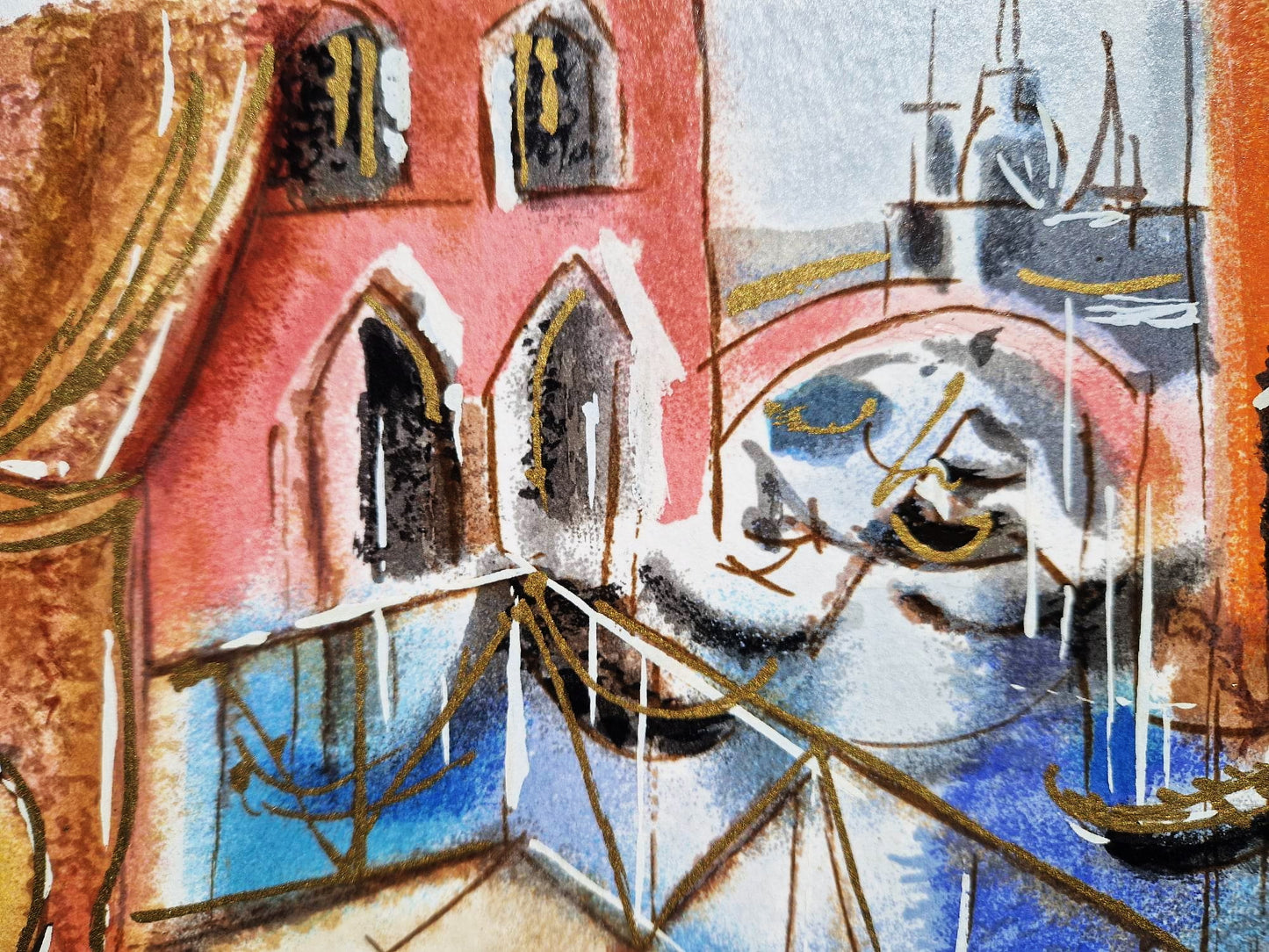 MICHAEL ROZENVAIN - A Terrace in Venice (Unframed) Serigraph