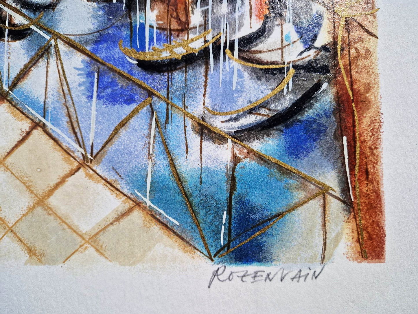 MICHAEL ROZENVAIN - A Terrace in Venice (Unframed) Serigraph