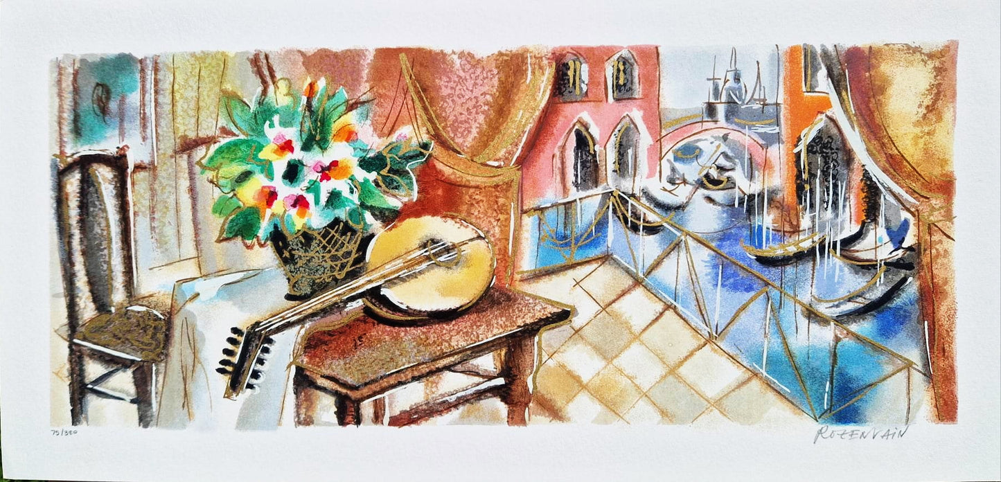 MICHAEL ROZENVAIN - A Terrace in Venice (Unframed) Serigraph