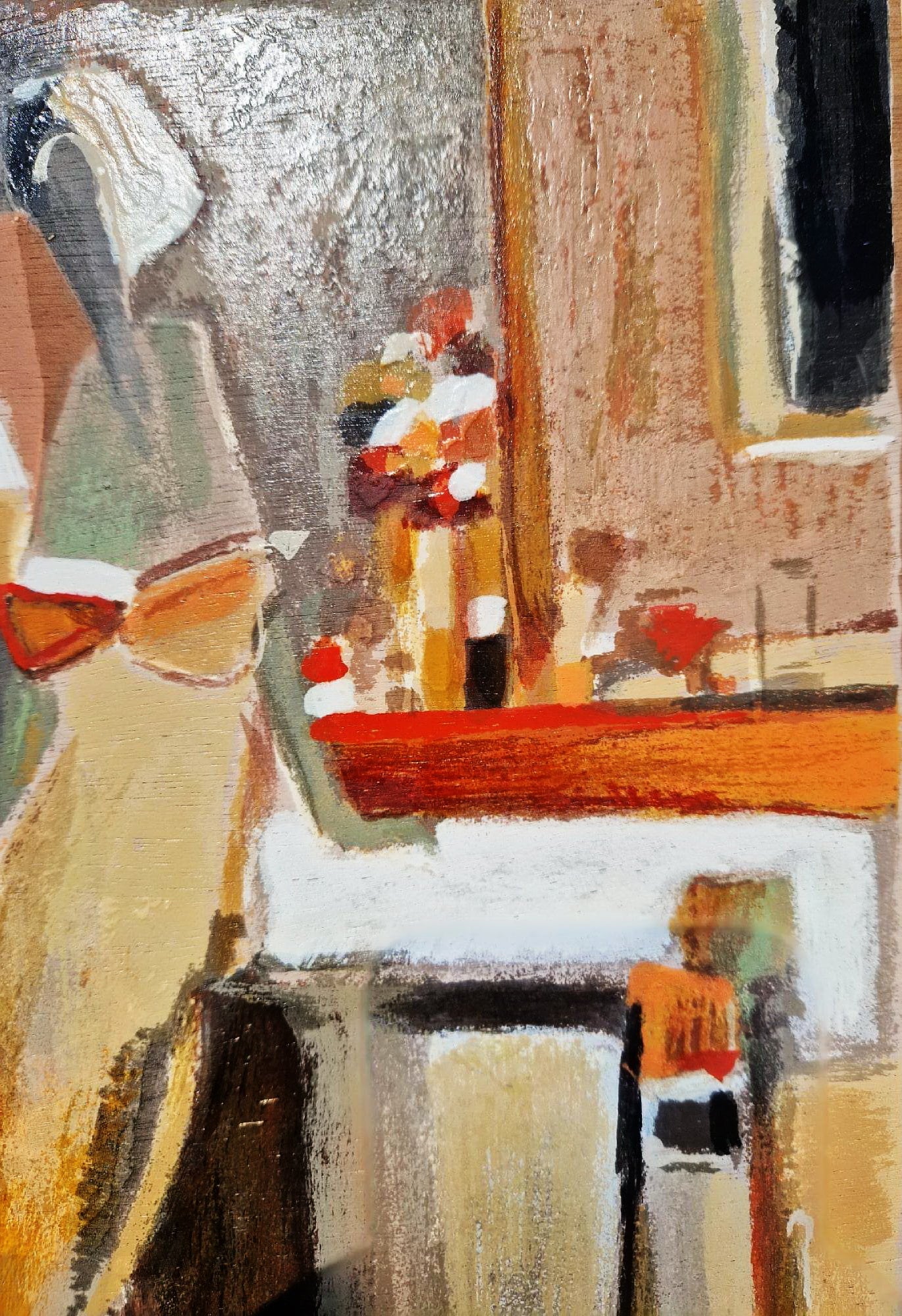 YURI TREMLER - Bar Scene I  (Unframed), Serigraph on Wood Panel