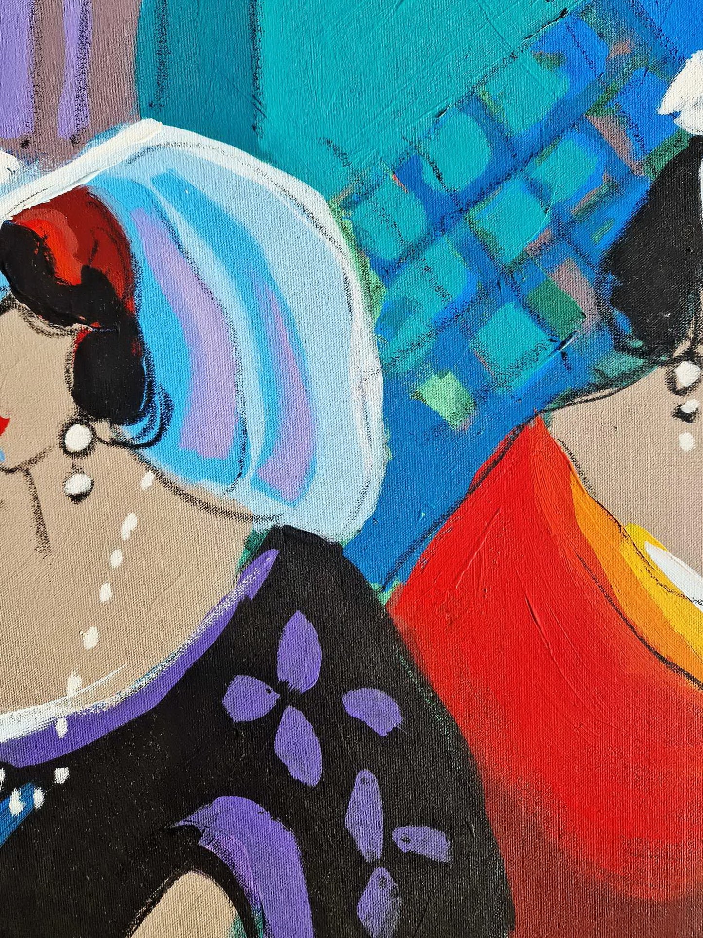 ISAAC MAIMON - Tea Time 2 (UNIQUE - acrylic/oil painting (Certificate)