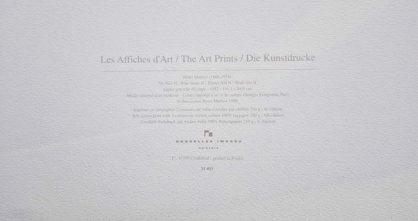 Henri Matisse - Blue Nude II (large format) (Unframed) Serigraphy