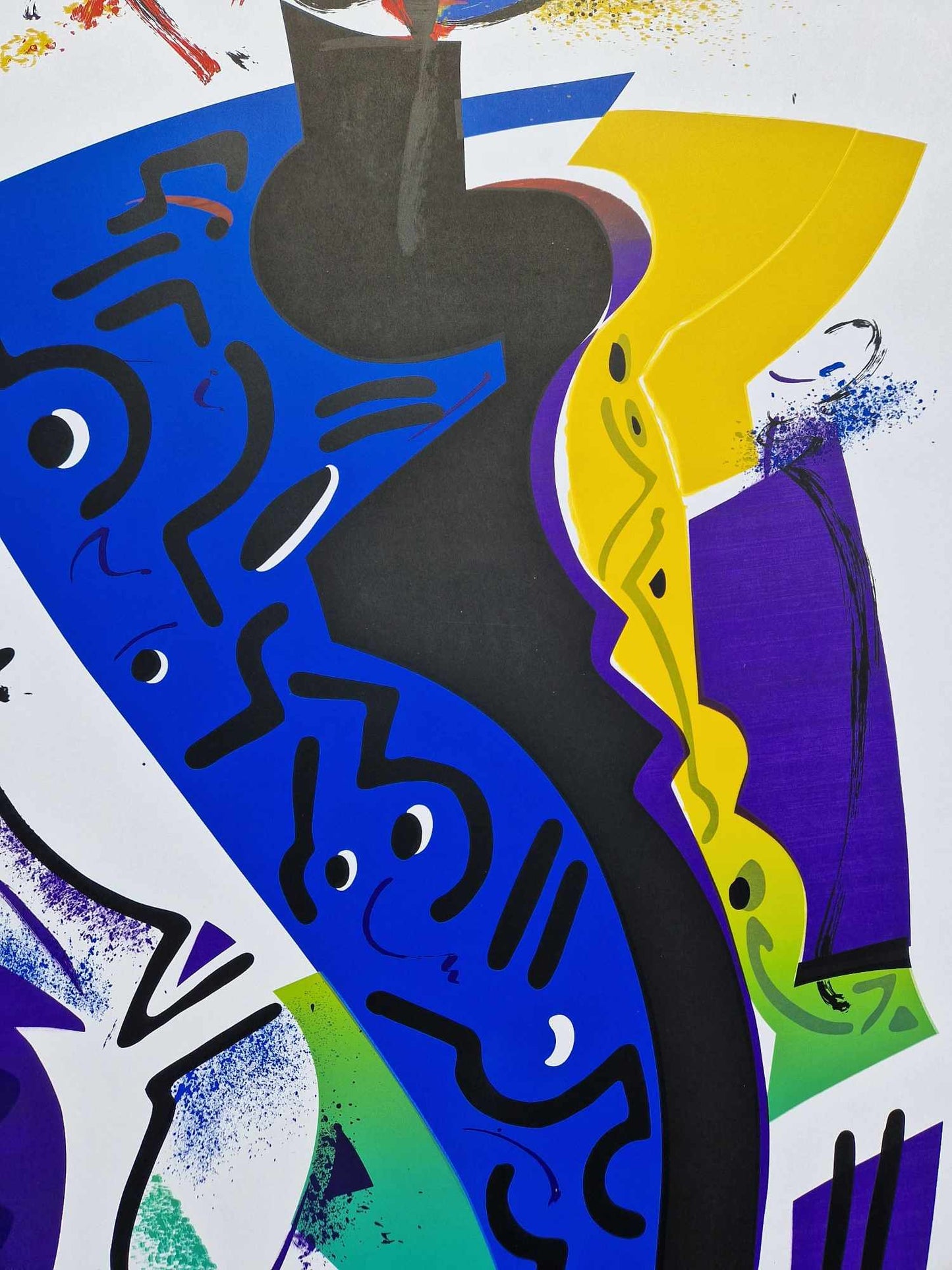 ALFRED GOCKEL - Abstract Composition in Blue & Gold (Unframed) Serigraph