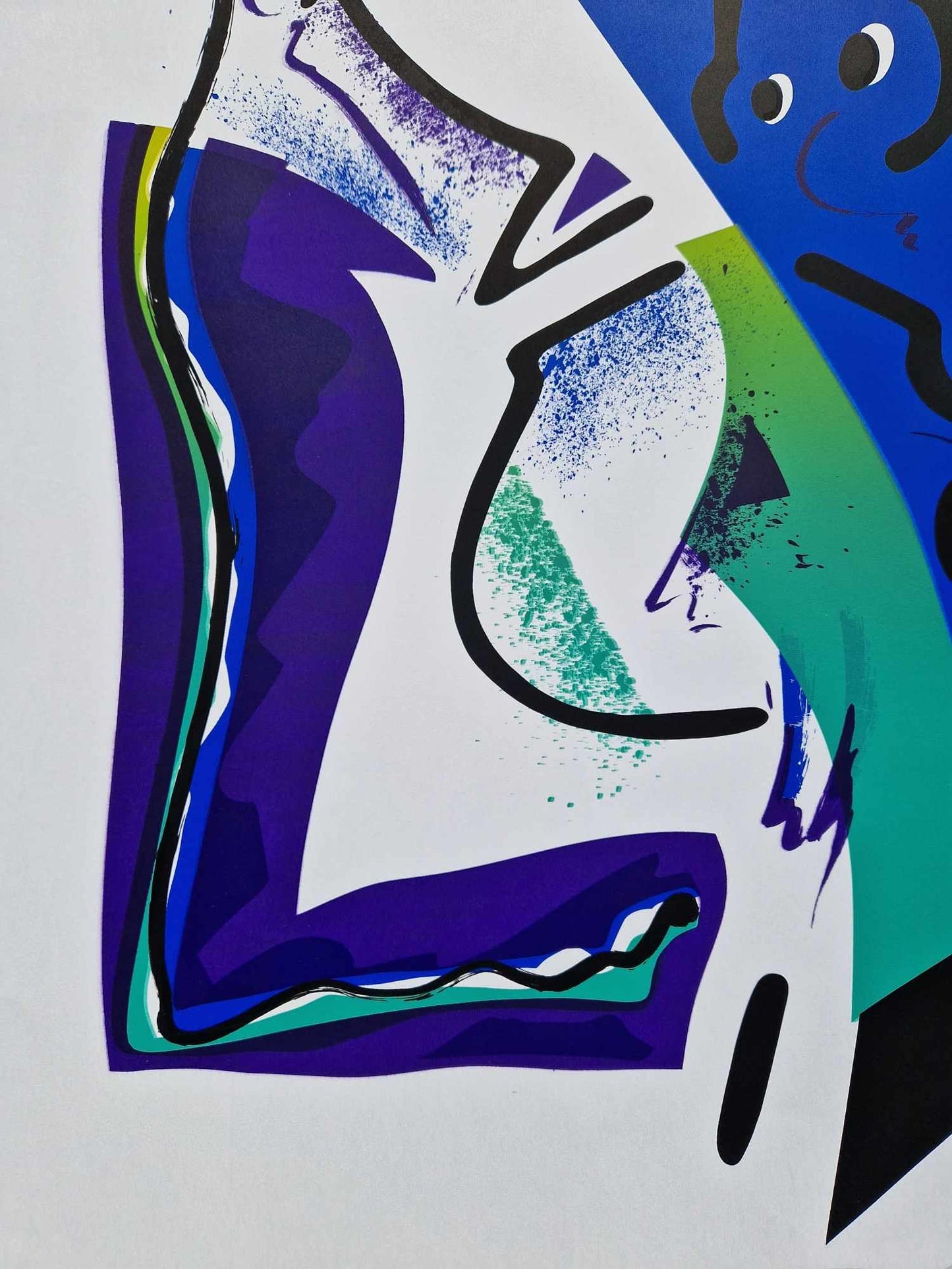 ALFRED GOCKEL - Abstract Composition in Blue & Gold (Unframed) Serigraph